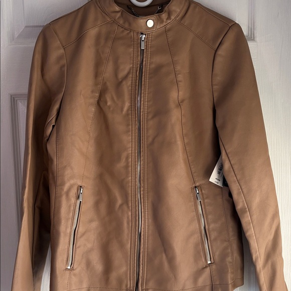 NWT a.n.a Camel Vegan Leather Moto Jacket M - Picture 2 of 8